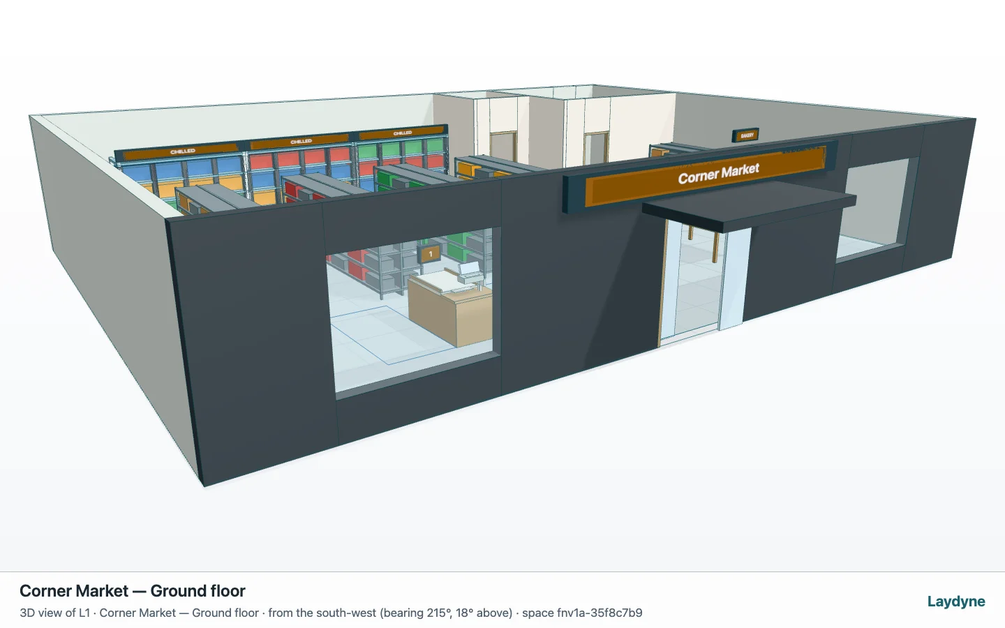 The finished store from the street