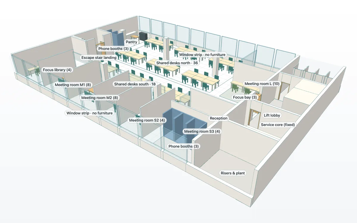 Actual Laydyne 3D view of B, the first proposal