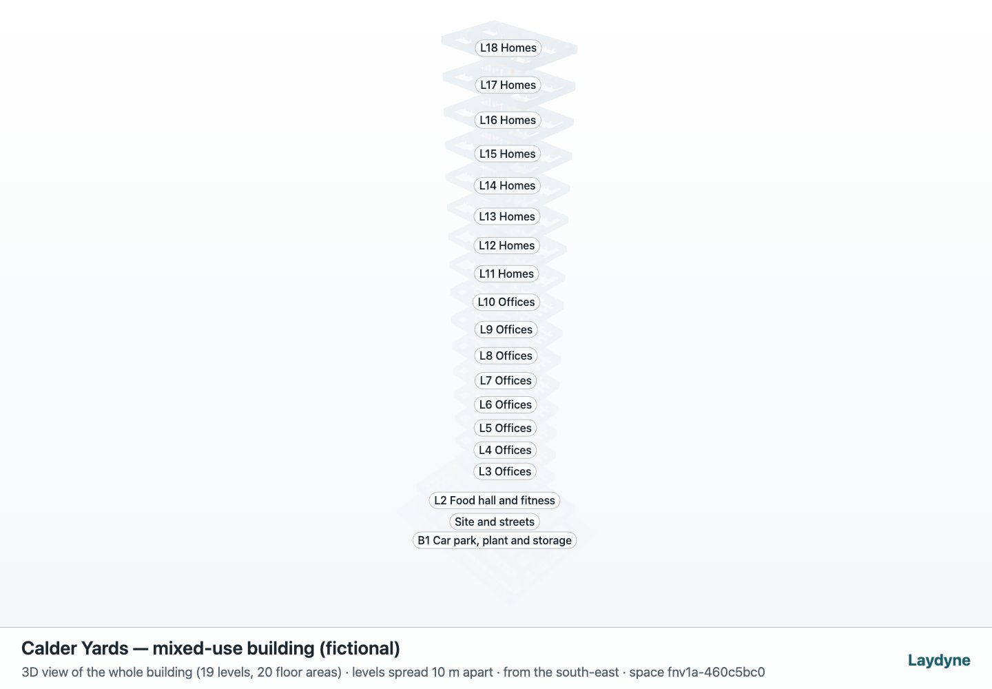 Actual Laydyne 3D model: Calder Yards Mixed-Use Tower