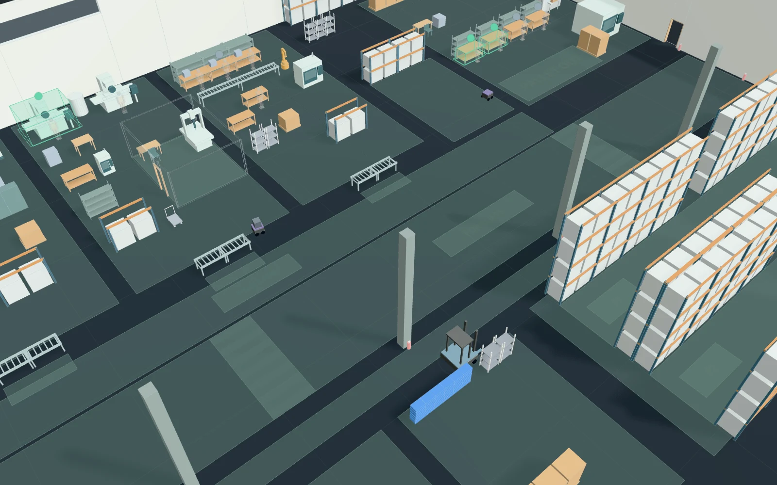 Actual Laydyne 3D model: Components factory: trucks, forklifts and AMRs