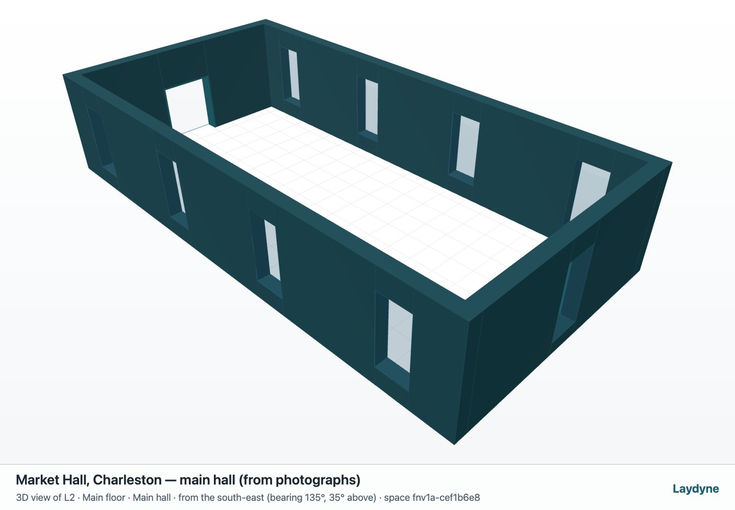 Actual Laydyne 3D model: Market Hall, Charleston — modelled from photographs