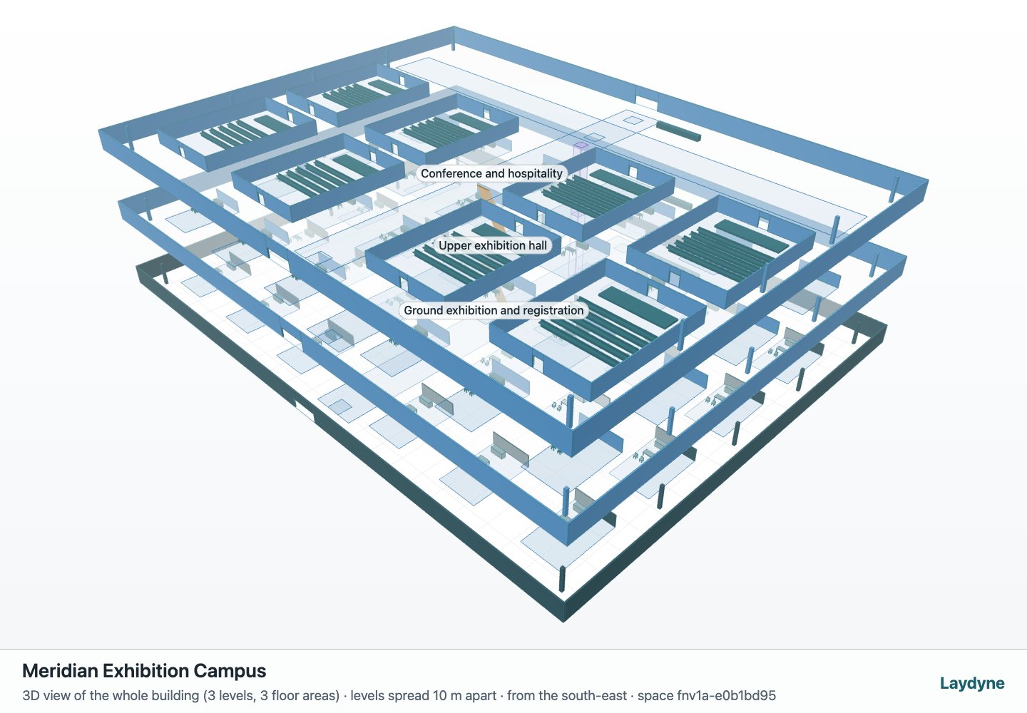 Actual Laydyne 3D model: Meridian Exhibition Campus